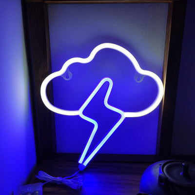 ضوء LED على شكل سحابة نيون إبداعية مع إضاءة رعدية يعمل بالبطارية/USB للزينة 