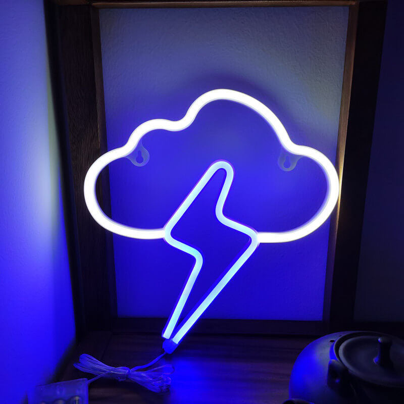 ضوء LED على شكل سحابة نيون إبداعية مع إضاءة رعدية يعمل بالبطارية/USB للزينة 