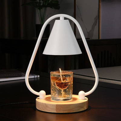 European Retro Wooden Base Glass 2-Light LED Melting Wax Table Lamp