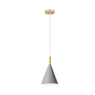 Nordische minimalistische Macaron Kegel Holz 1-Licht Pendelleuchte