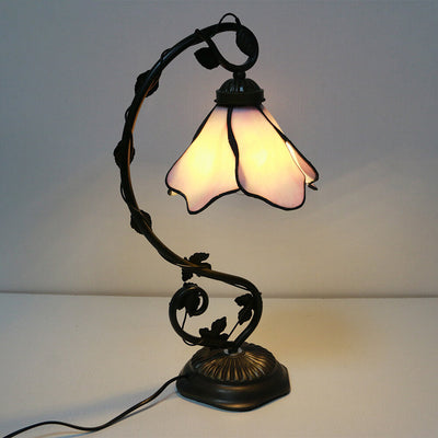 Tiffany Simple Flower Petal Resin Stained Glass 1-Light Table Lamp