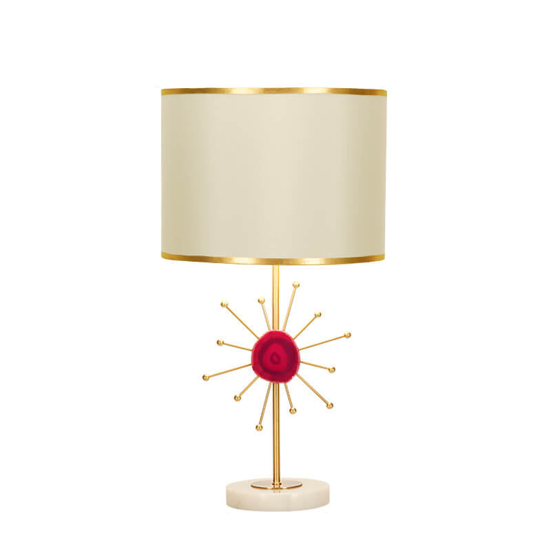 Lampe de table 1 lumière avec base en agate en tissu de luxe léger européen 