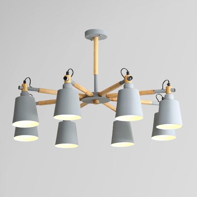 Nordische moderne Mode kreative Massivholz Macaron 3/6/8 Lichter Kronleuchter 