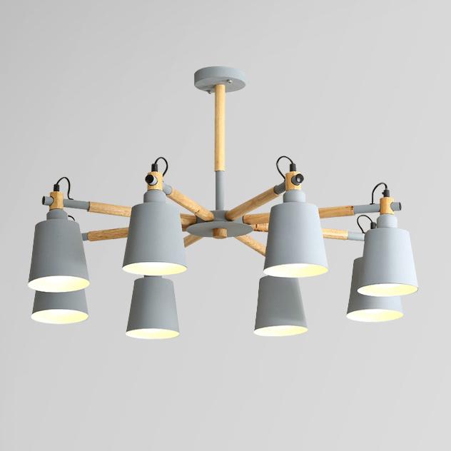 Nordic Modern Fashion Creative Solid Wood Macaron 3/6/8 Lights Chandeliers