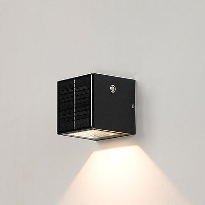 Modern Solar Black Rectangular Die-Cast Aluminum Solar LED Outdoor Wall Light