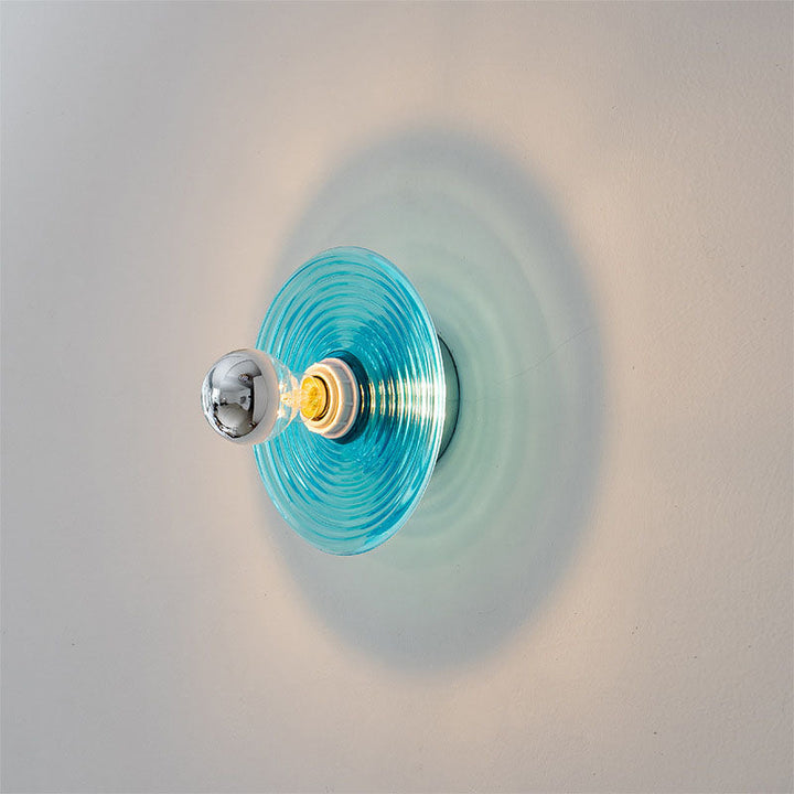 Moderne Art Deco Welle Muster Runde Glas 1-Licht Wand Leuchte Lampe Für Schlafzimmer 