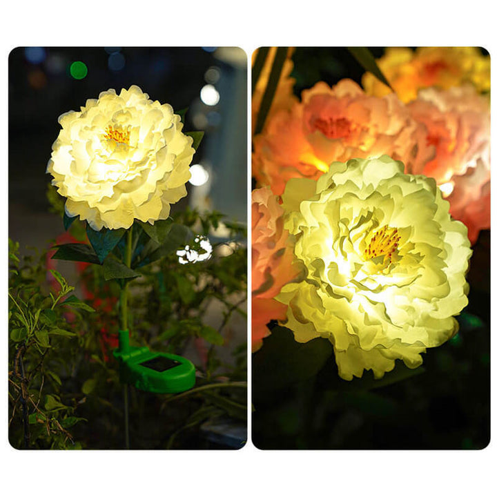Moderne Simulation Pfingstrosenblumendekoration Wasserdichtes Solar-LED-Garten-Bodenlicht im Freien 