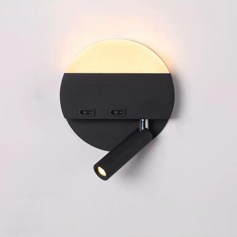 Modern Minimalist Round Square Acrylic Aluminum LED Reading Wall Sconce Lamp