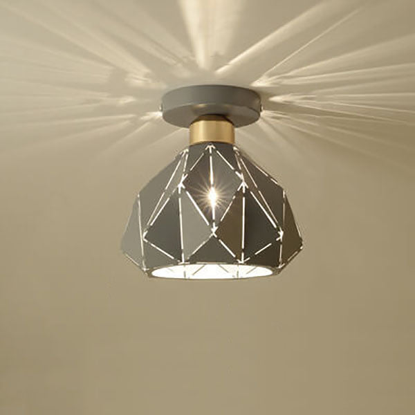 Modern Creative Diamond Dome 1-Light Macaron Semi-Flush Mount Ceiling Light