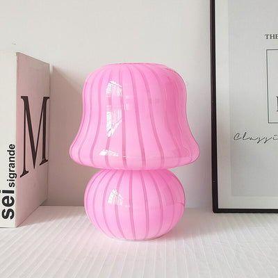 Französische Creme Handgefertigte Glas Pilz 1-Licht Tischlampe 