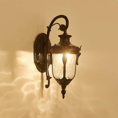 Farol europeo de lujo para exteriores impermeable con aplique de pared de 1 luz 