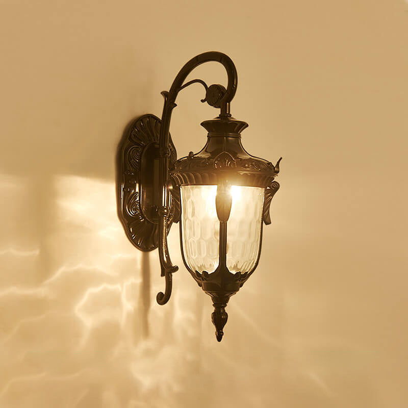 Farol europeo de lujo para exteriores impermeable con aplique de pared de 1 luz 