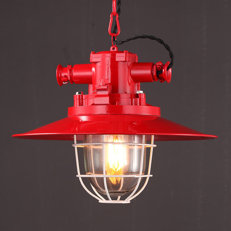 Industrial Vintage Blast Iron Cage 1-Light Pendant Light