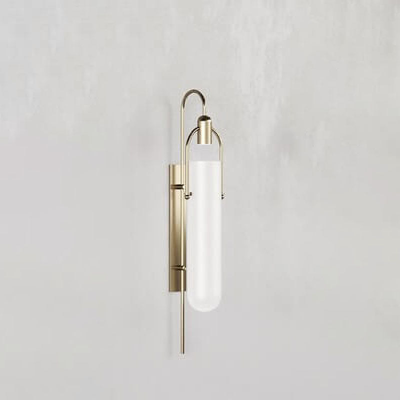Modern Wrought Iron Frosted Glass 1-Light Wall Sconce Lamp