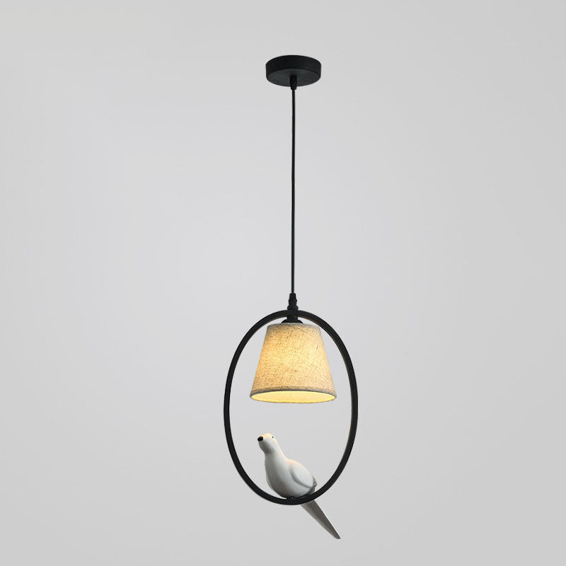Nordic Minimalist Bird Fabric Circle 1/3 Light Island Light Chandelier