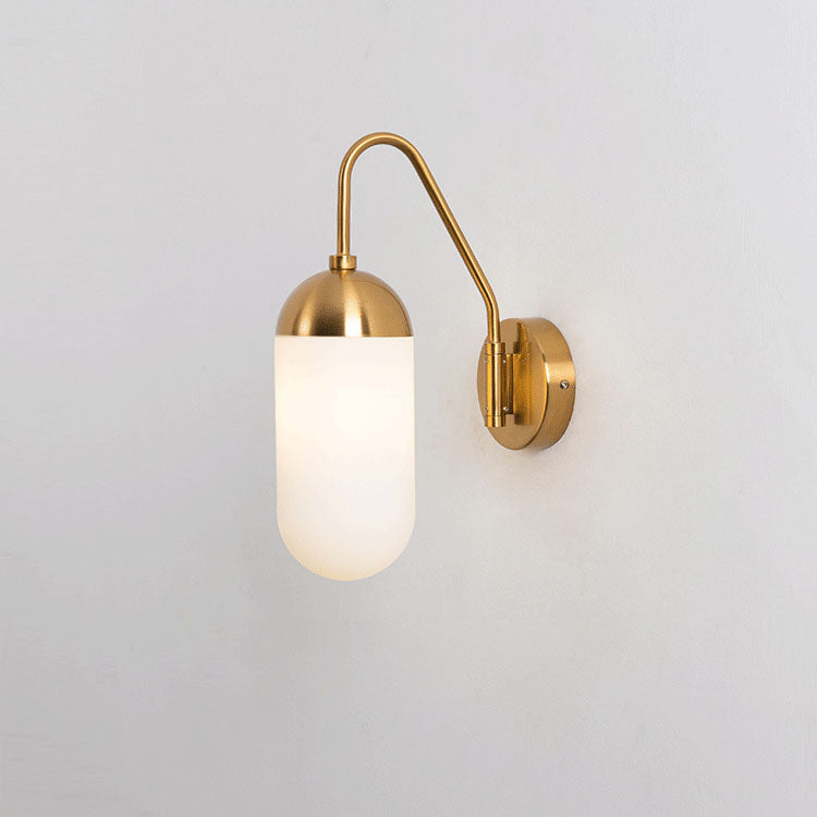 Zeitgenössische nordische Eisen-Glas-Säulen-Wandlampe mit 1 Licht und schwenkbarem Arm, langem Stab, für Wohnzimmer und Schlafzimmer 