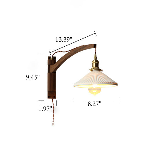 Lámpara de Aplique de Pared Plegable de Cerámica Telescópica Retro de 1 Luz 