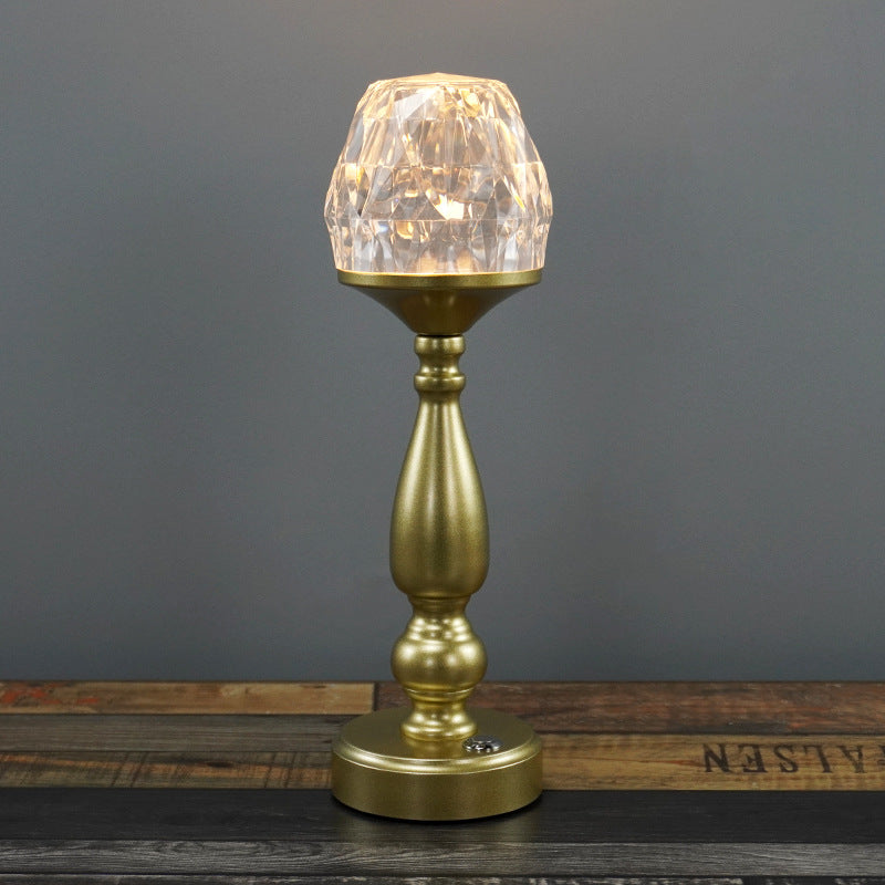 Lámpara de Mesa Táctil LED de Metal y Plástico con Columna Creativa Retro 