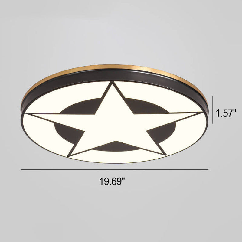 Simple Acrylic Pentagram Pattern Design All Copper LED Flush Mount Light