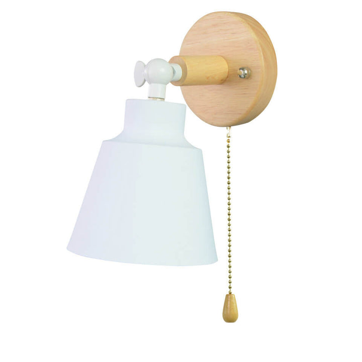 Nordic Minimalist Macaron Einfarbige Drehbare Holz 1-Licht Wandleuchte 