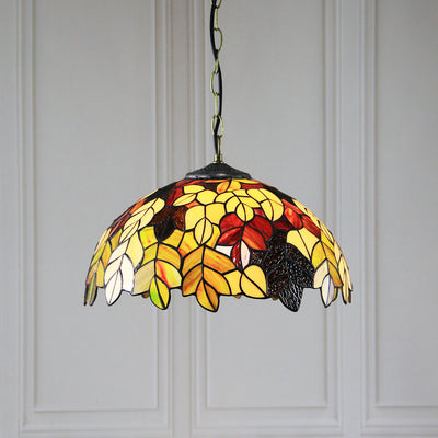 Tiffany Rustic Stained Glass Dome 1-Light Pendant Light