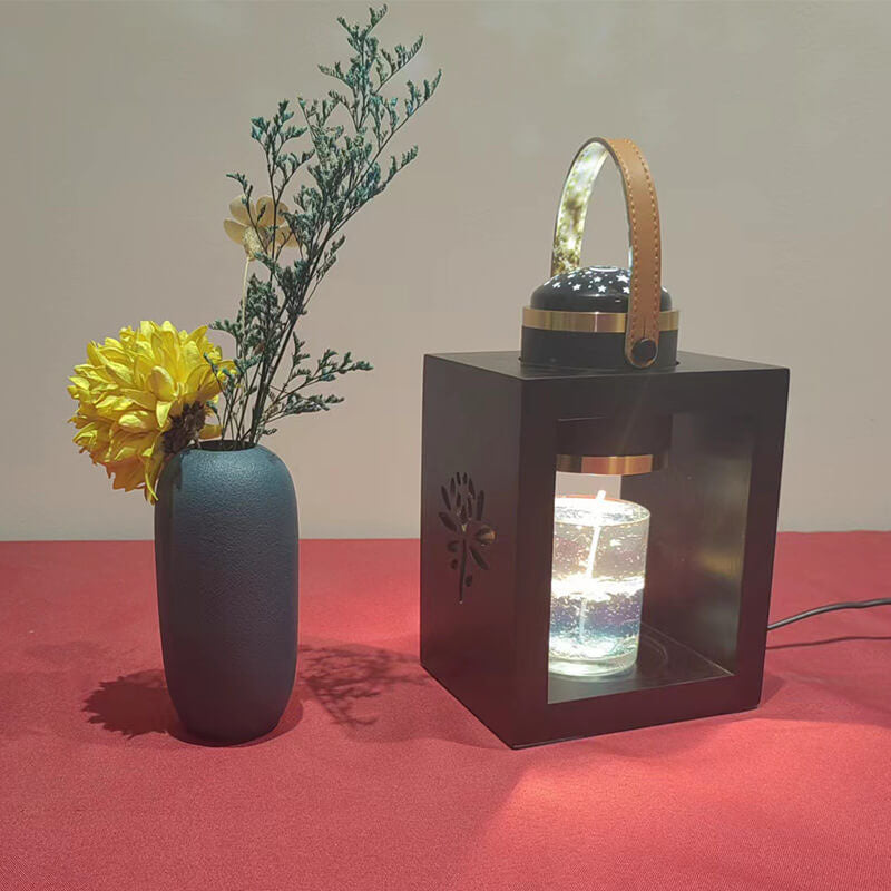 Modern Minimalist Solid Wood Square 1-Light Melting Wax Table Lamp