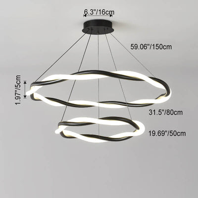 Modern Creative Wreath Single/Double Layer Silicone Spiral LED Chandelier