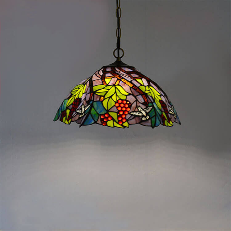 European Vintage Tiffany Glass Hardware 1-Light Pendant Light