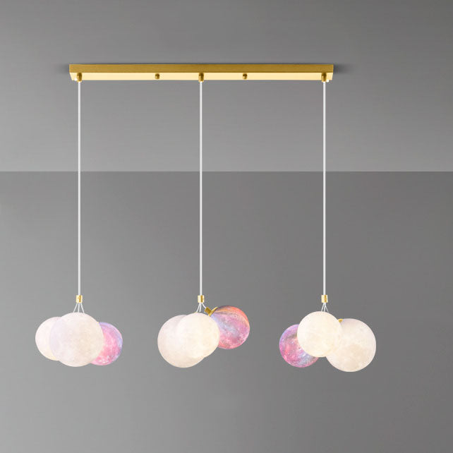 Lustre à 9 lumières en fer créatif moderne en forme de lune 