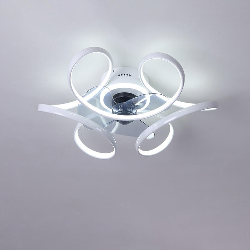 Modern Minimalist Line Acrylic Iron LED Flush Mount Fan Light