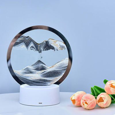 Lampe de table Creative Round Hourglass Quicksand 3D LED Night Light 