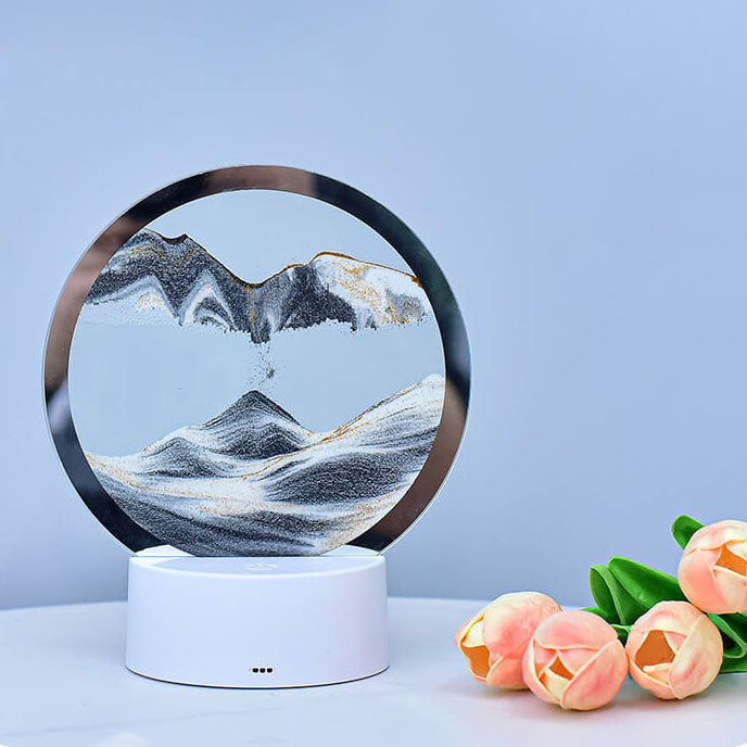 Lampe de table Creative Round Hourglass Quicksand 3D LED Night Light 