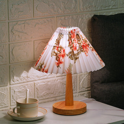 Vintage plissierte regenschirmförmige 1-flammige LED-Tischlampe 
