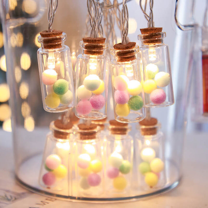 Lumière de chaîne décorative à LED de Noël avec bouteille à souhaits, arbre, neige et boîtier à piles 