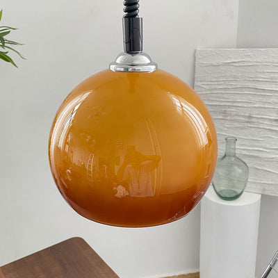 Modern Retro Round Head Retractable Glass 1-Light Pendant Light