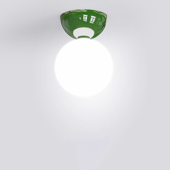 Lámpara de techo semiempotrada de 1 luz con pantalla de vidrio esférica de hierro escandinavo contemporáneo para pasillo 