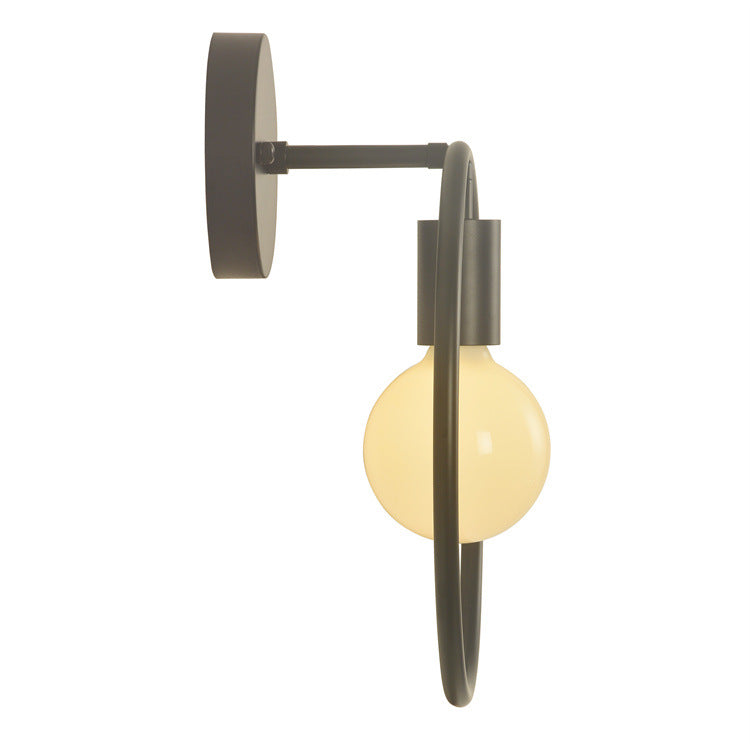 Aplique de pared contemporáneo nórdico redondo de hierro de 1 luz para sala de estar 