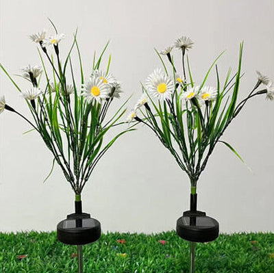 Solar Modern Color Flower Shaped LED Grounding Plug Outdoor Light