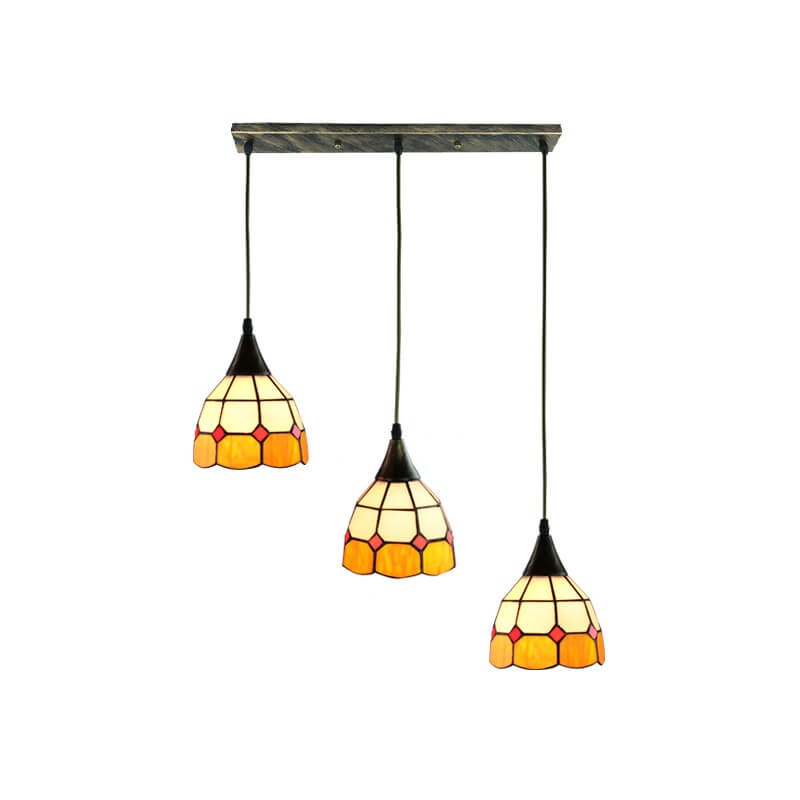 Lámpara de Araña de Isla con Campana de Vidrio Tiffany de 3 Luces 