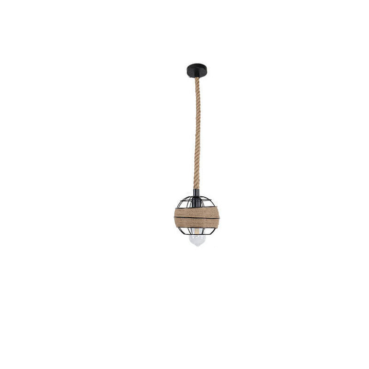 Luminaire suspendu à 1 lumière en corde de chanvre et rotin nostalgique de style industriel 