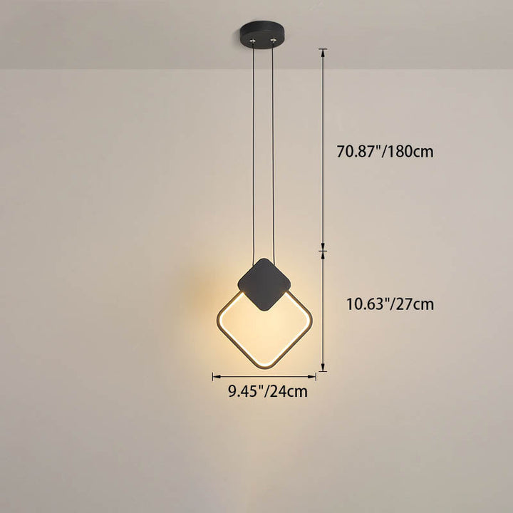Modern Minimalist Iron Silicone Geometric Round Frame LED Pendant Light for Bedroom