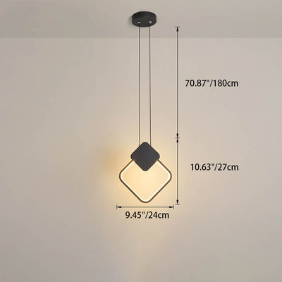 Modern Minimalist Iron Silicone Geometric Round Frame LED Pendant Light for Bedroom