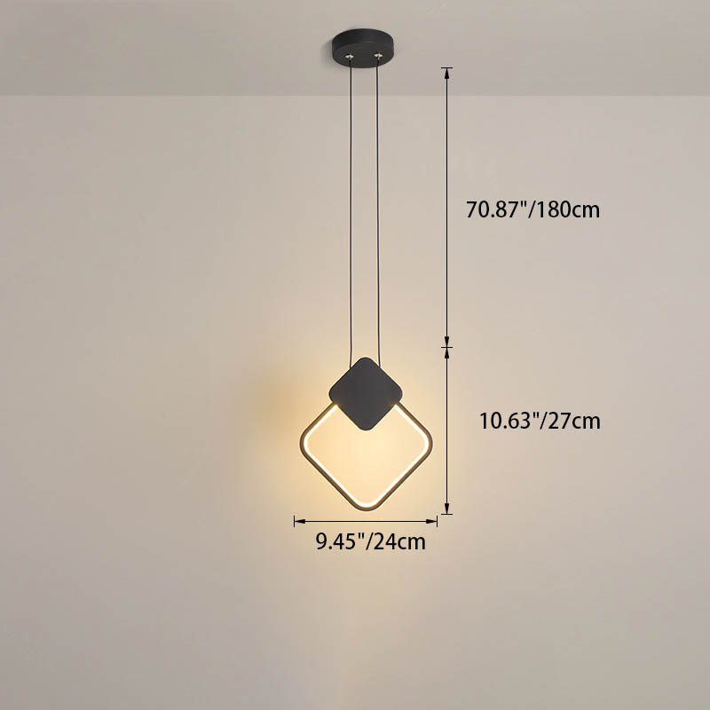 Modern Minimalist Iron Silicone Geometric Round Frame LED Pendant Light for Bedroom
