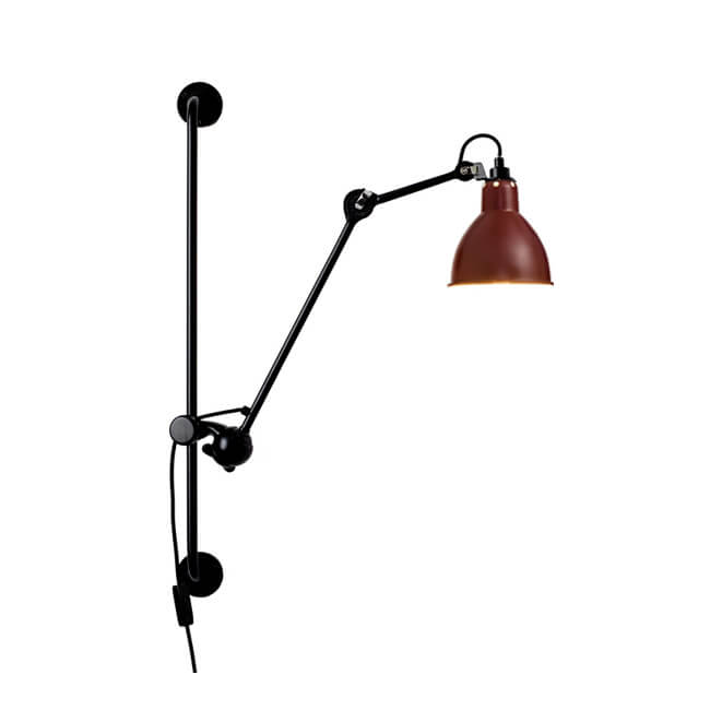 Lampe murale industrielle vintage à bras oscillant à long poteau en fer à 1 lumière 