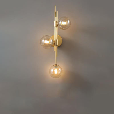 Europäische Vintage minimalistische Orb Hardware Glas 3-Licht-Wandleuchte 