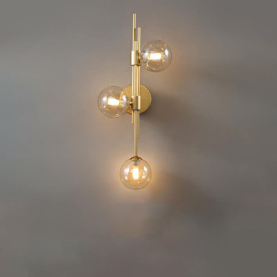 European Vintage Minimalist Orb Hardware Glass 3-Light Wall Sconce Lamp