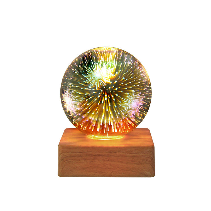 Lámpara de Mesa Decorativa LED de 1 Luz con Enchufe USB y Bola de Vidrio Colorida 