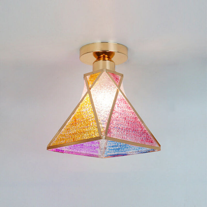 Luz de techo semiempotrada de 1 luz de vidrio dorado de lujo ligero europeo 