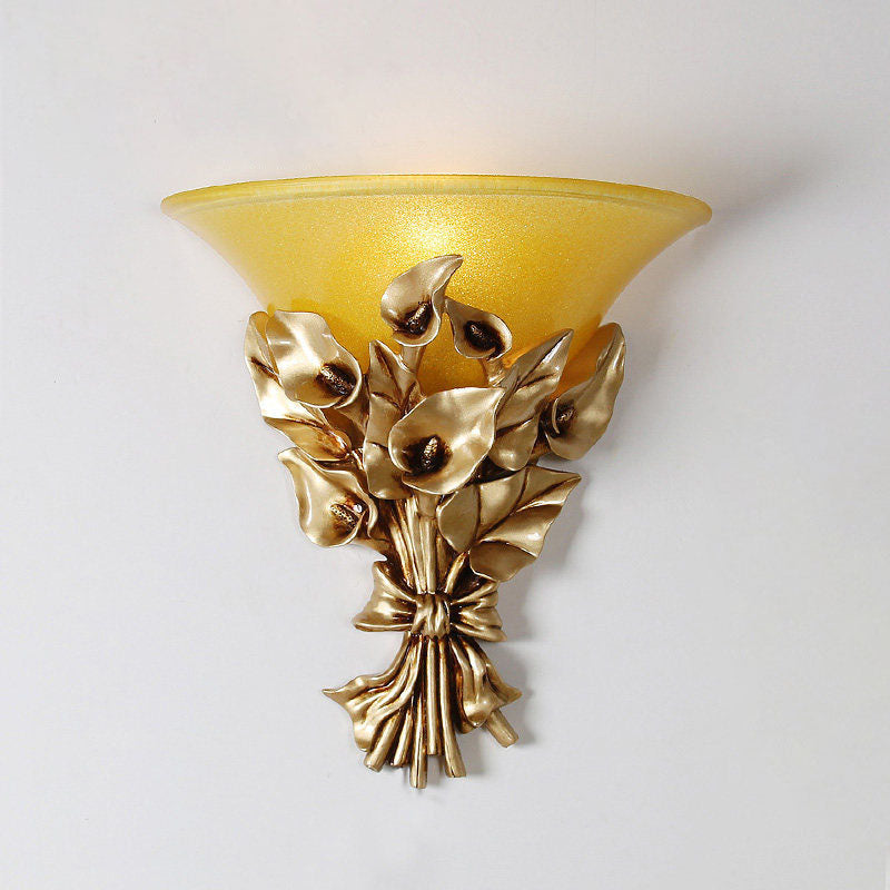 Contemporary Creative Bouquet Shape Resin Glass 1-Light Wall Sconce Lamp For Hallway