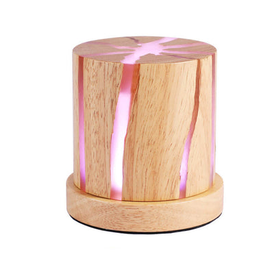 Nordic Minimalist Wooden Resin Column Mini LED Night Light Table Lamp